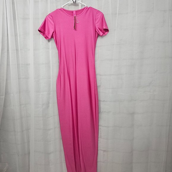 Skims Dress Pink Maxi Shine Jersey Satin Bodycon M NWT - Picture 4 of 10